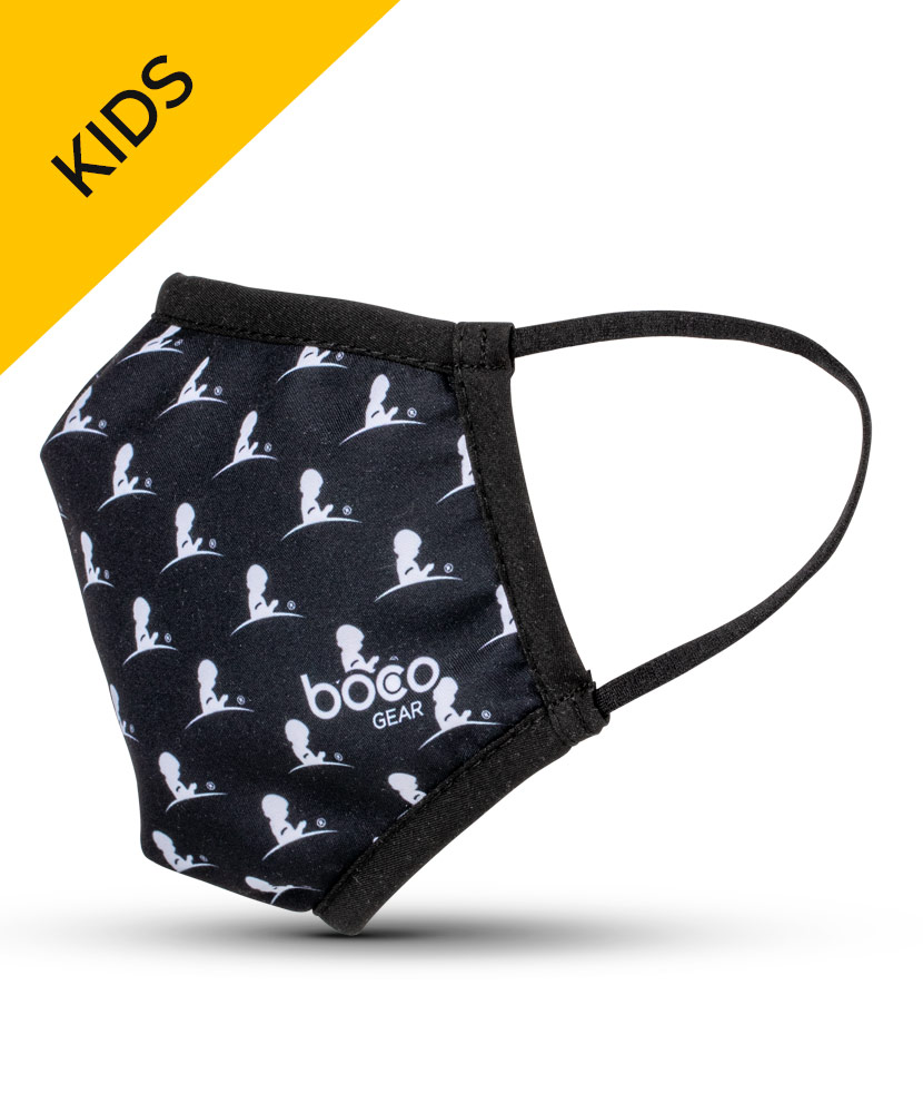 Black & White Logo Repeat KIDS Face Mask with Filter Pocket